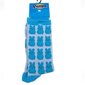 Peeps Blue and White Novelty Crew Bunny Socks Womens